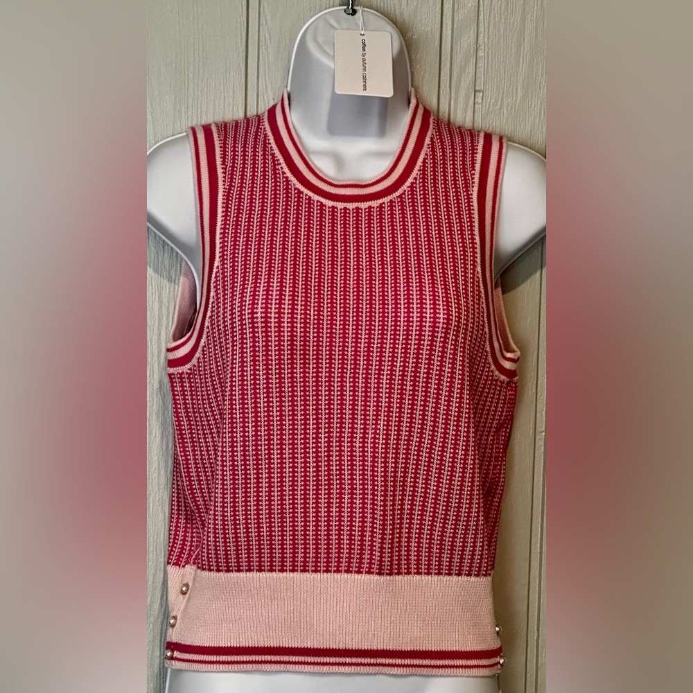 NWT. Autumn Cashmere Textured Two Tone Pink Vest